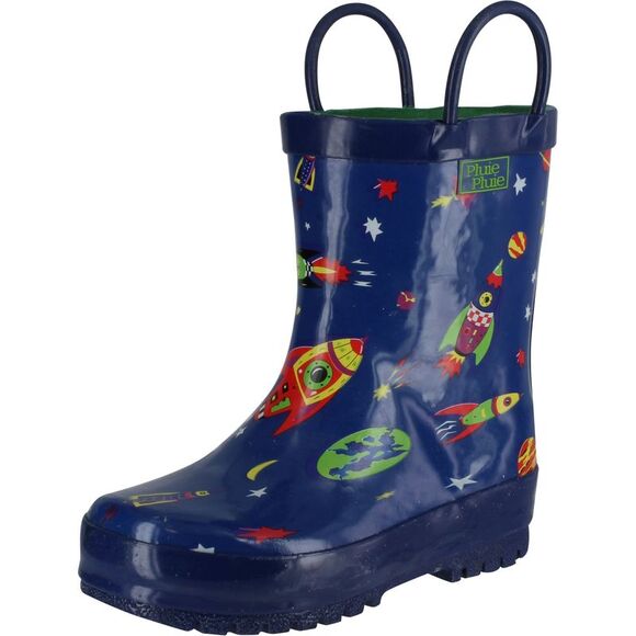 Pluie Pluie RB-RK Navy Rocket Print ChildB boots 12 NEW - Picture 1 of 4
